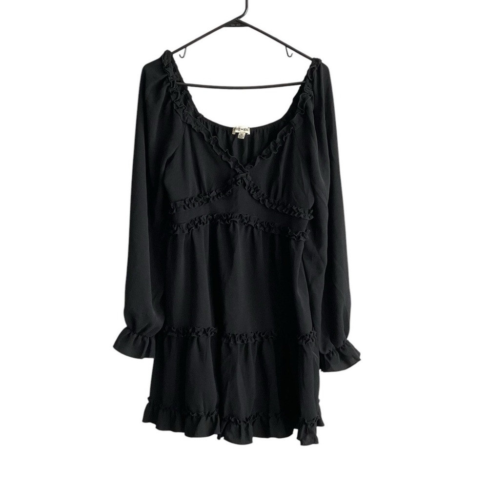 Y2k Women MIni Dress Sz XL Babydoll Ruffle Dark Fairy Whimsagoth